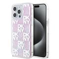 iPhone 15 Pro Max DKNY Liquid Glitter Checkered Pattern Case - Pink