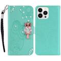 iPhone 15 Pro Max Owl Rhinestone Wallet Case