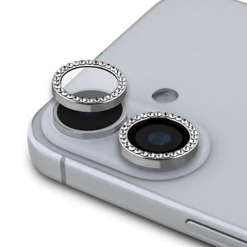 iPhone 16/16 Plus Guess Fixed Glitter Camera Lens Protector - Silver