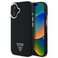 iPhone 16 Guess Grained Triangle Logo Case - MagSafe Compatible - Black