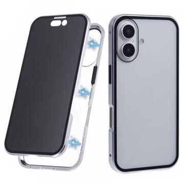 iPhone 16 Magnetic Case with Tempered Glass - Privacy - Silver