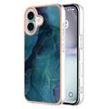 iPhone 16 Marble Pattern Electroplated IMD TPU Case - Green