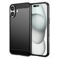 iPhone 16 Plus Brushed TPU Case - Carbon Fiber - Black