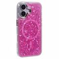 iPhone 16 Plus MagSafe-Compatible Glitter Sequin Epoxy Case - Hot Pink