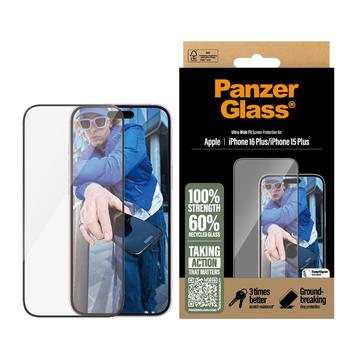 iPhone 16 Plus/15 Plus PanzerGlass Ultra-Wide Fit EasyAligner Screen Protector - 9H - Black Edge