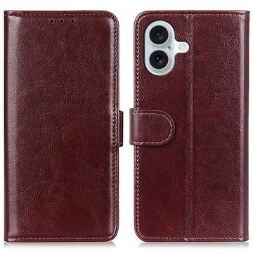 iPhone 16 Plus Wallet Case with Magnetic Closure - Brown