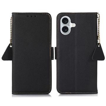 iPhone 16 Plus Wallet Leather Case with RFID - Black