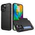 iPhone 16 Pro Hybrid Case with Slide Card Holder - Black