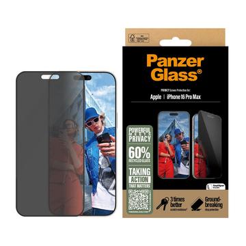 iPhone 16 Pro Max PanzerGlass Ultra-Wide Fit Privacy EasyAligner Screen Protector - 9H - Black Edge