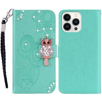 iPhone 16 Pro Owl Rhinestone Wallet Case