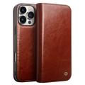 iPhone 16 Pro Qialino Classic Wallet Leather Case - Dark Brown