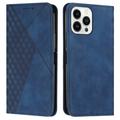 iPhone 16 Pro Rhombus Pattern Wallet Case with Magnetic Closure