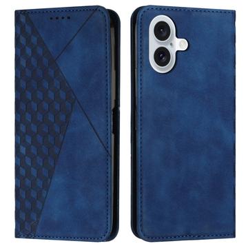 iPhone 16 Rhombus Pattern Wallet Case with Magnetic Closure