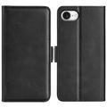 iPhone 16e Wallet Case with Magnetic Closure - Calf Texture - Black