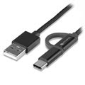 4smarts ComboCord Fabric MicroUSB & Type-C Cable - 1m - Black