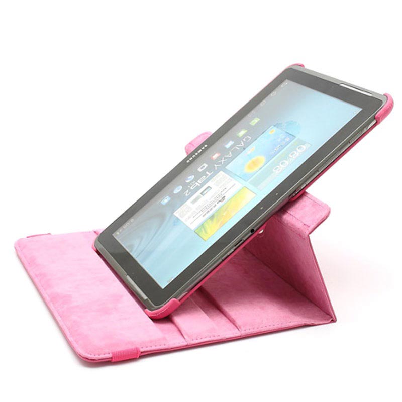 zaad Slordig Verfrissend Rotary Leather Case - Samsung Galaxy Tab 2 10.1 P5100, P7500