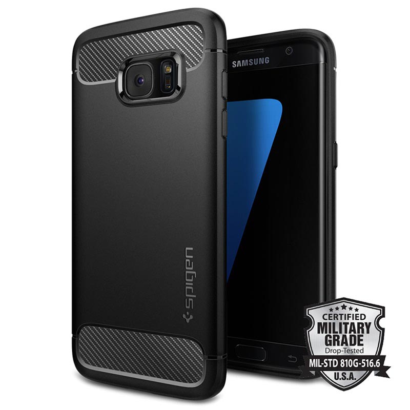 kas Eerbetoon inch Samsung Galaxy S7 Edge Spigen Rugged Armor Case - Black