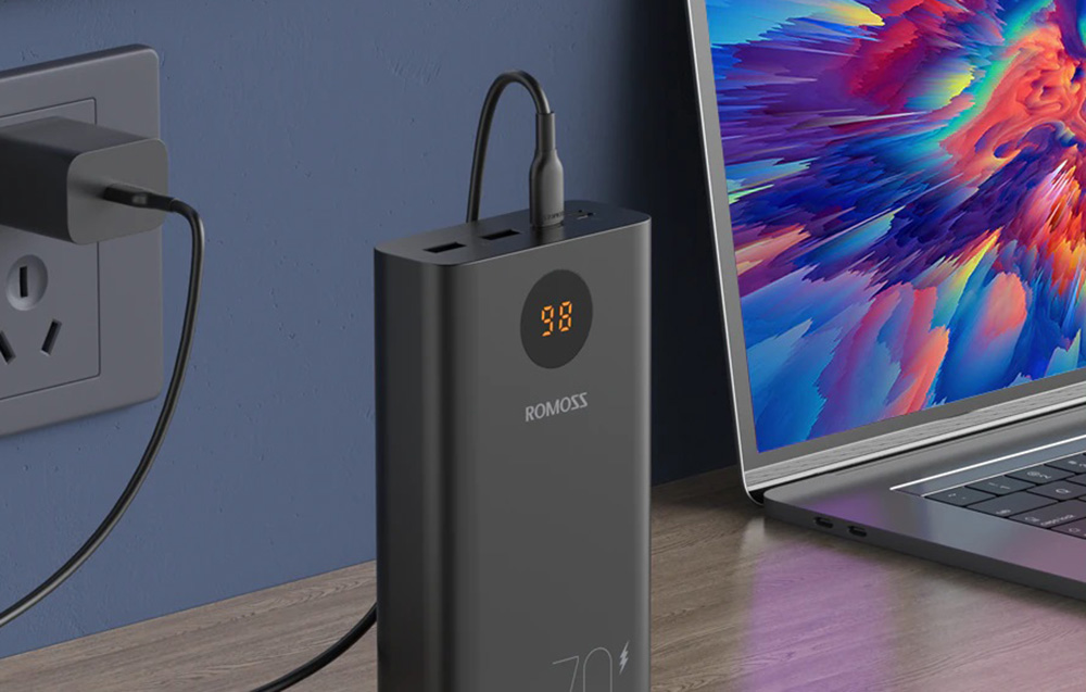 Romoss PEA30 Power Bank 30000mAh - USB-C, USB Ports - Black